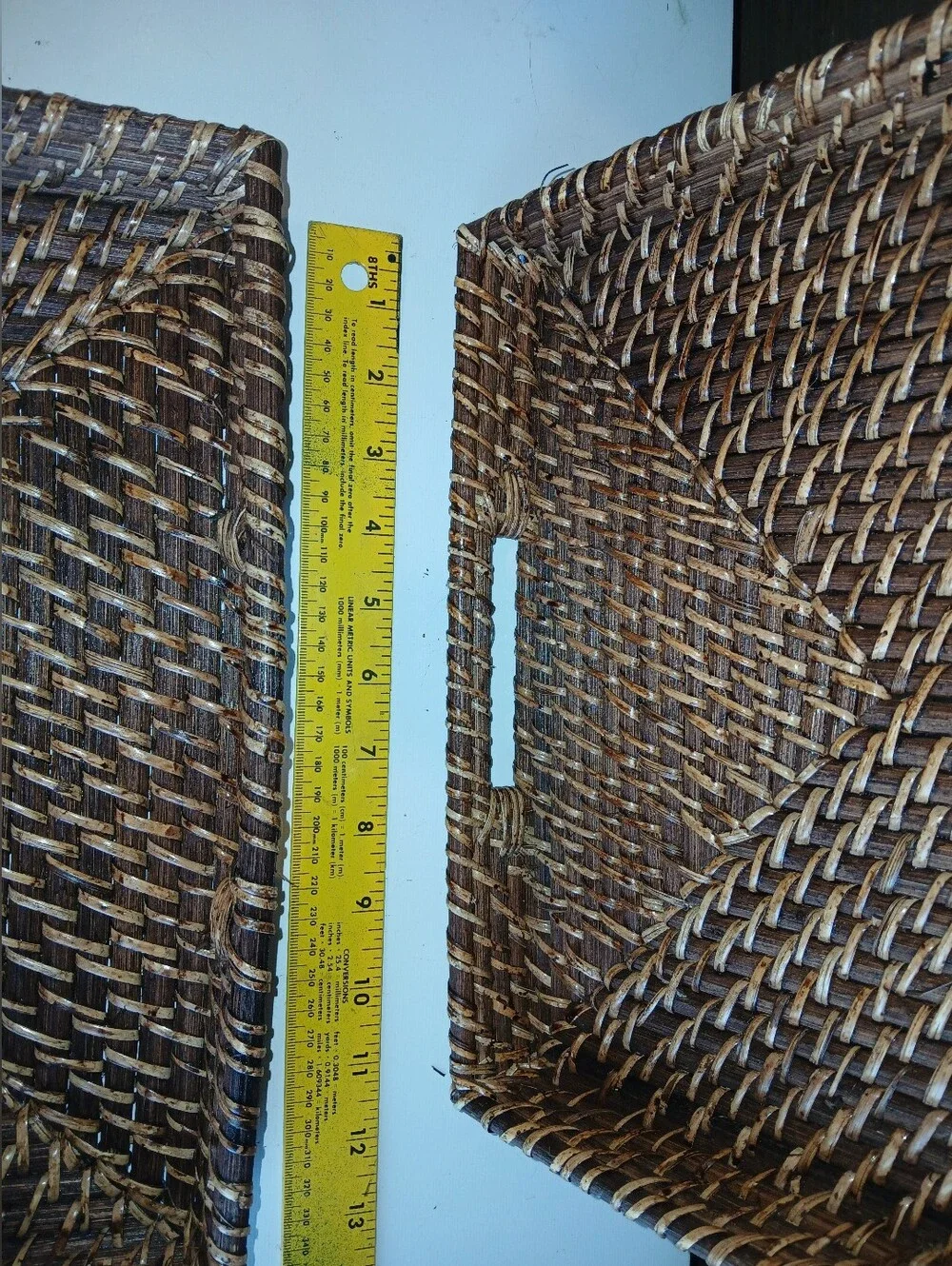 Set of Rectangular Wicker Serving Tray with Handles Woven Great Condition